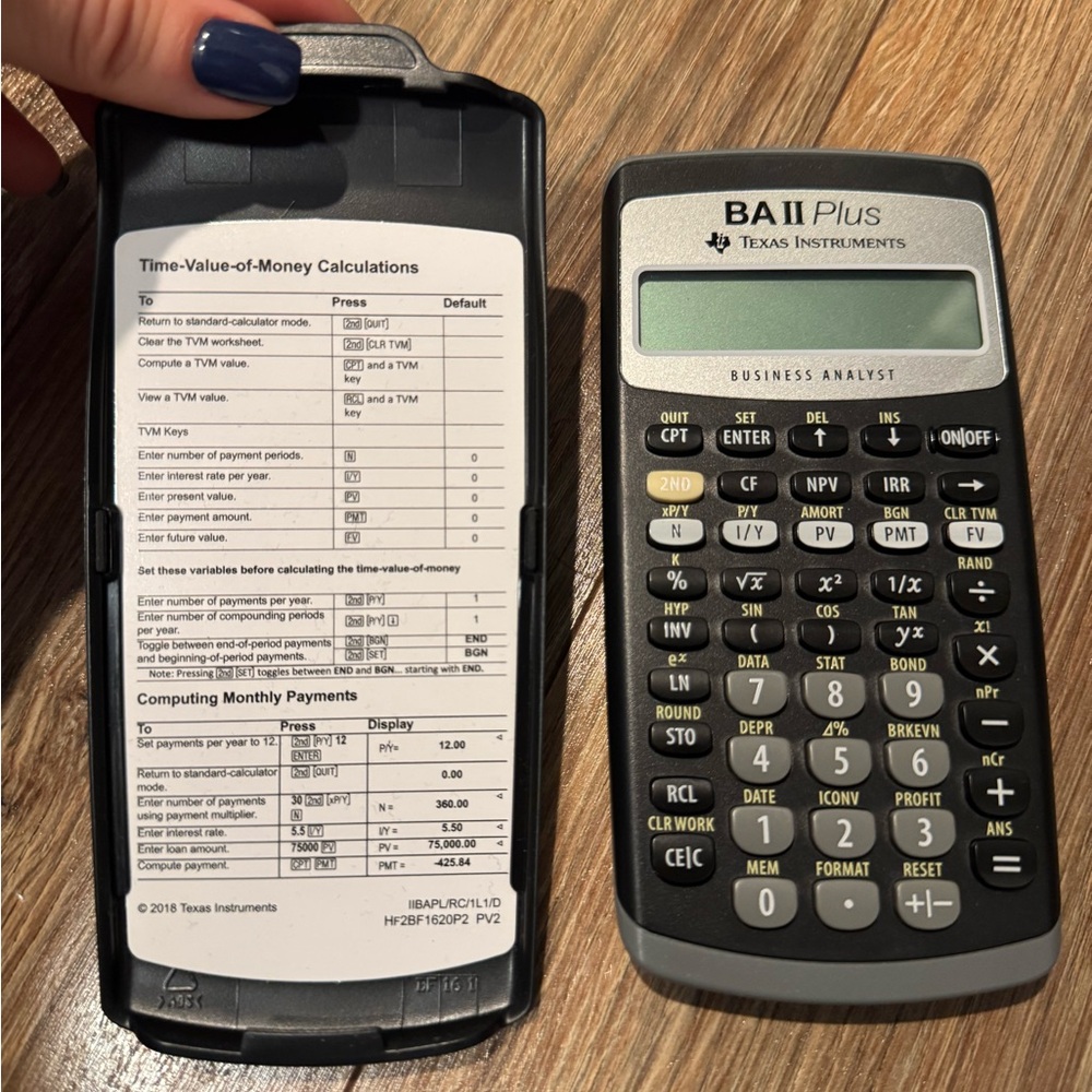 Texas Instruments BA II Plus Business Analyst Calculator - Black and Gray